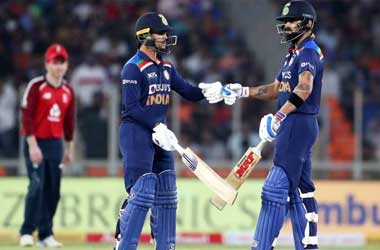 Ishan Kishan and Virat Kohli celebrate winning 2nd t20i series against England 2021