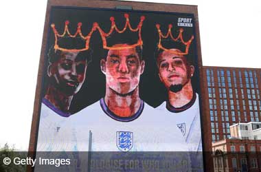 Mural of Bukayo Saka, Marcus Rashford and Jadon Sancho in Manchester