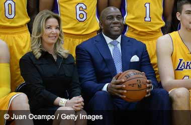 Jeanie Buss and Earvin "Magic" Johnson Jr