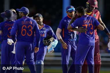 India celebrate winning ODI series against the West Indies 2022